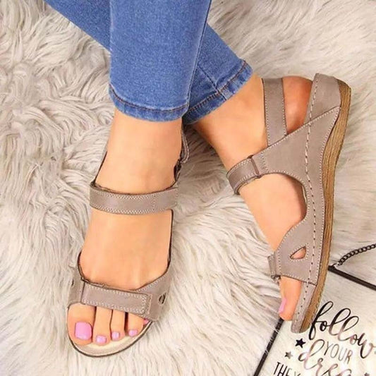 xakxx Summer Woman Sandals New College Style Ladies Sandals Low Heel Wedge Casual Women Shoes Fashion Leather New Shoes For Femme