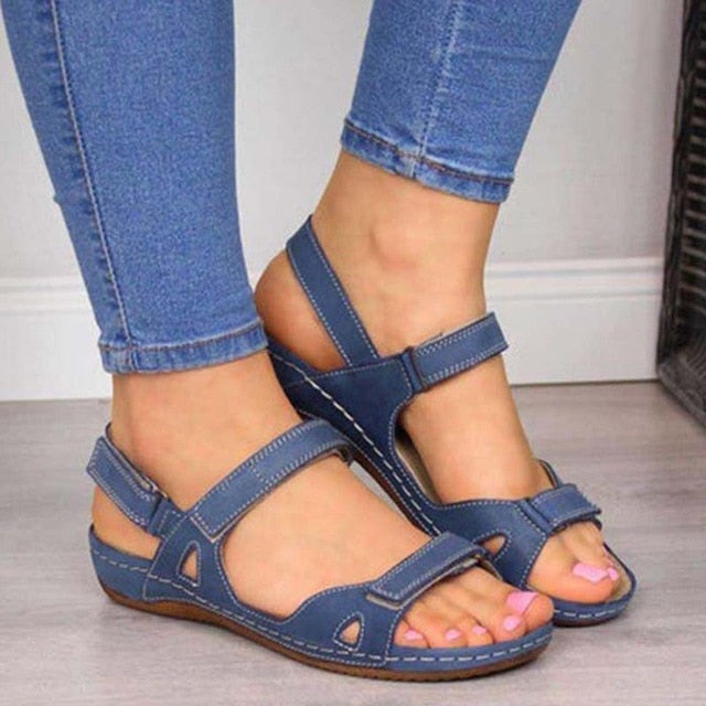 xakxx Summer Woman Sandals New College Style Ladies Sandals Low Heel Wedge Casual Women Shoes Fashion Leather New Shoes For Femme