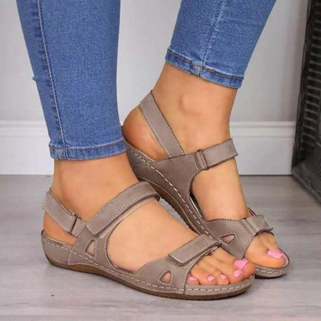 xakxx Summer Woman Sandals New College Style Ladies Sandals Low Heel Wedge Casual Women Shoes Fashion Leather New Shoes For Femme