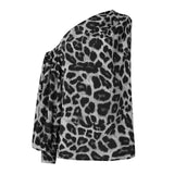 xakxx Fashion Satin Blouses Women Sexy Off Shoulder Long Sleeve Party Tops Casual Vintage Leopard Print Elegant Work Blusas