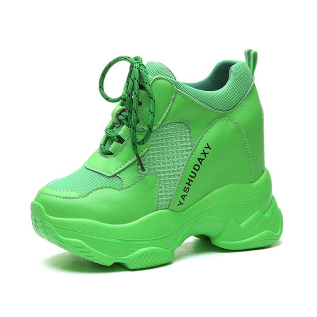 xakxx White Trendy Shoes Women High Top Sneakers Women Platform Ankle Boots Basket Femme Chaussures Femmes Height Increase Shoes