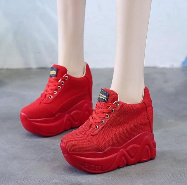 xakxx White Trendy Shoes Women High Top Sneakers Women Platform Ankle Boots Basket Femme Chaussures Femmes Height Increase Shoes