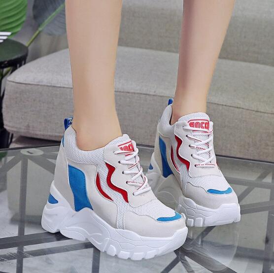 xakxx White Trendy Shoes Women High Top Sneakers Women Platform Ankle Boots Basket Femme Chaussures Femmes Height Increase Shoes