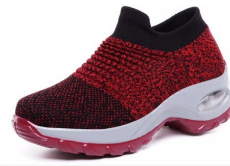 Women Wedges Shoes New Mesh Breathable Knit Ladies Shoes Mix Colors Sneaker Soft Platform Slip On Women's Vulcanize Shoes