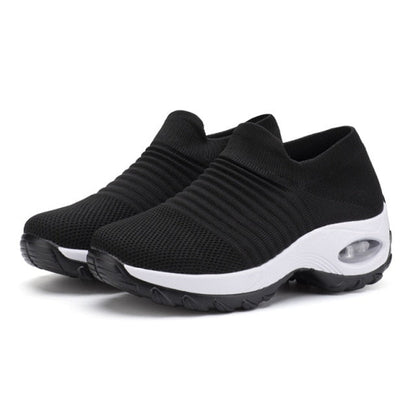 Women Wedges Shoes New Mesh Breathable Knit Ladies Shoes Mix Colors Sneaker Soft Platform Slip On Women's Vulcanize Shoes