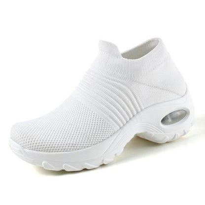 Women Wedges Shoes New Mesh Breathable Knit Ladies Shoes Mix Colors Sneaker Soft Platform Slip On Women's Vulcanize Shoes