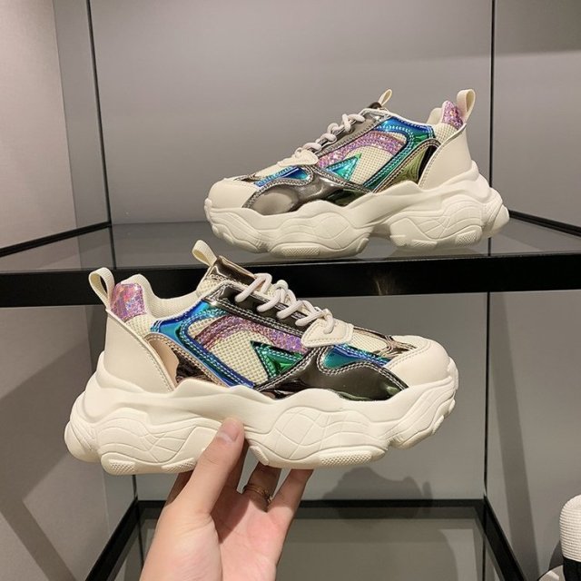 VIP Link For dropshipping Fujin Chunky Sneakers Women Spring Thick Bottom Daddy Shoes Round Toe Breathing Leisure Women Shoes