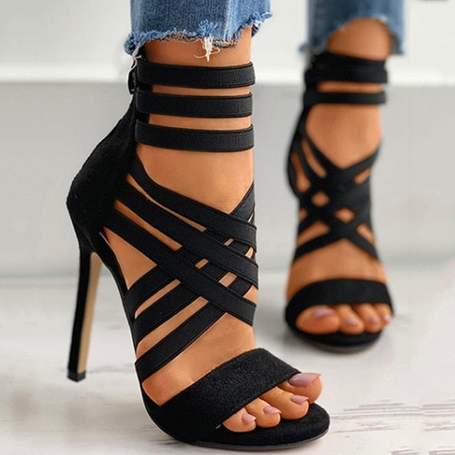 Pumps Women Shoes High Heels Women Sandals  Zipper New Fashion Summer High Heels Sexy Ladies Peep Toe Shoes Women Pumps