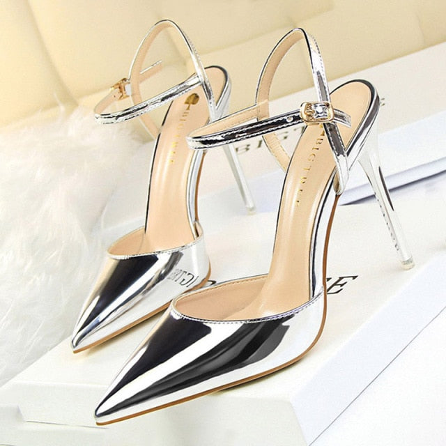 xakxx Hollow Out Woman Pumps Red High Heels  Sexy Women Heels Stiletto Wedding Shoes Buckle Party Shoes Female Shoes