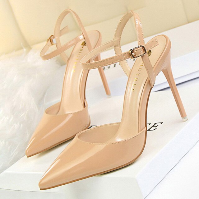 xakxx Hollow Out Woman Pumps Red High Heels  Sexy Women Heels Stiletto Wedding Shoes Buckle Party Shoes Female Shoes