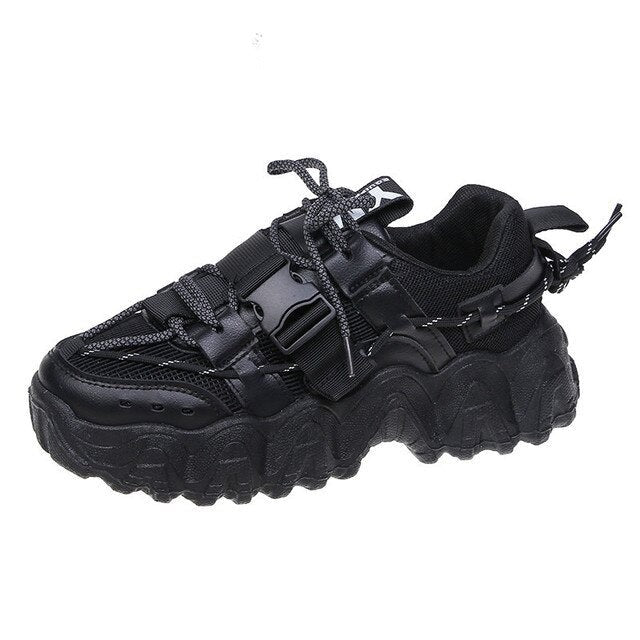 Sneakers fashion  Autumn Women Vulcanized Shoes Lace-up Increased Non-slip Sneakers Women Comfortable Breathable Mid-heel Casual Women Shoes