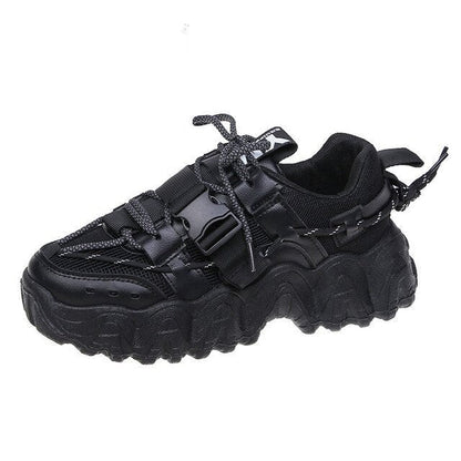 Sneakers fashion  Autumn Women Vulcanized Shoes Lace-up Increased Non-slip Sneakers Women Comfortable Breathable Mid-heel Casual Women Shoes