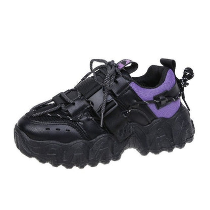 Sneakers fashion  Autumn Women Vulcanized Shoes Lace-up Increased Non-slip Sneakers Women Comfortable Breathable Mid-heel Casual Women Shoes
