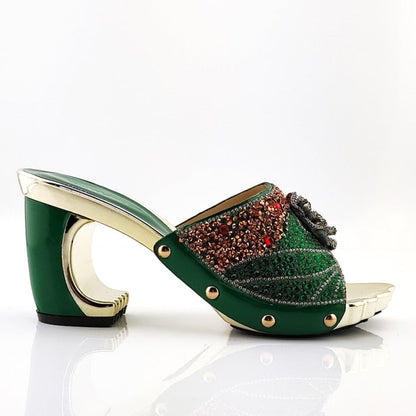 xakxx New Arrival Fashionable Italian Shoes and Bag Sets Silver Color Women's Shoes with Appliques for African lady Sandals