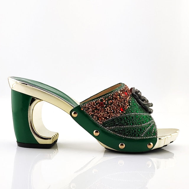 xakxx New Arrival Fashionable Italian Shoes and Bag Sets Silver Color Women's Shoes with Appliques for African lady Sandals
