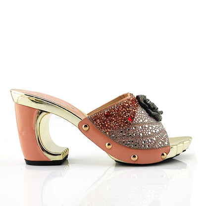 xakxx New Arrival Fashionable Italian Shoes and Bag Sets Silver Color Women's Shoes with Appliques for African lady Sandals