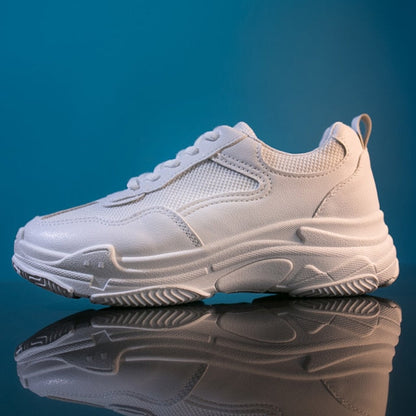xakxx White Women Shoes New Chunky Sneakers For Women Lace-Up White Vulcanize Shoes Casual Fashion Dad Shoes Platform Sneakers Basket