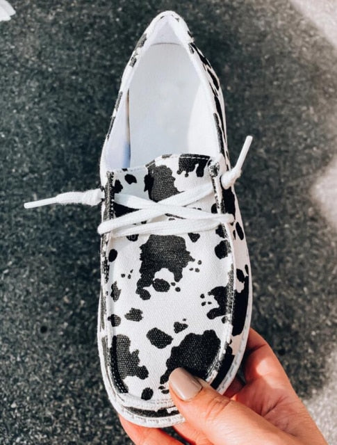 Summer Women Sneakers White Leopard Canvas Shoes Fashion Vulcanize Flats Ladies Loafers Female Sports Shoes Casual Trainers