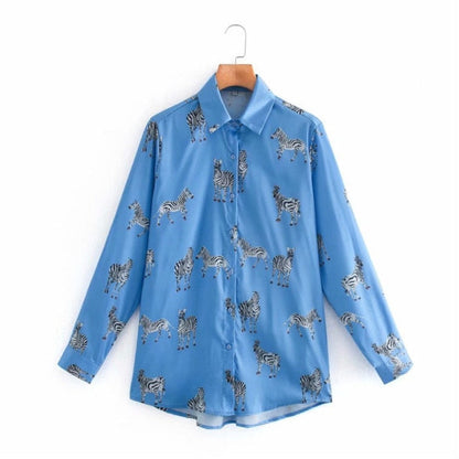 women satin blouse long sleeve zebra print shirts vintage office ladies tops femme chandails za  fashion blusa de mujer ins