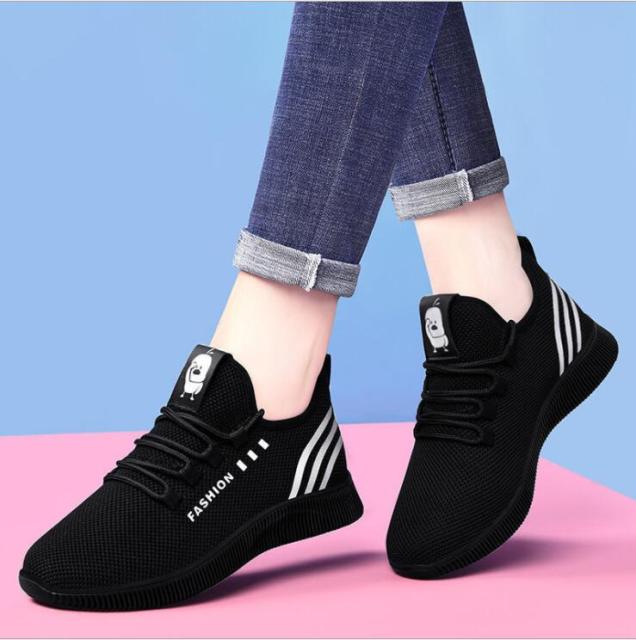 xakxx Women's Breathable Non-slip Platform Fashion  Autumn New Casual Shoes Korean Running Shoes Black Sneakers shoes for women