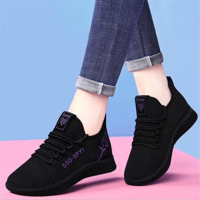xakxx Women's Breathable Non-slip Platform Fashion  Autumn New Casual Shoes Korean Running Shoes Black Sneakers shoes for women