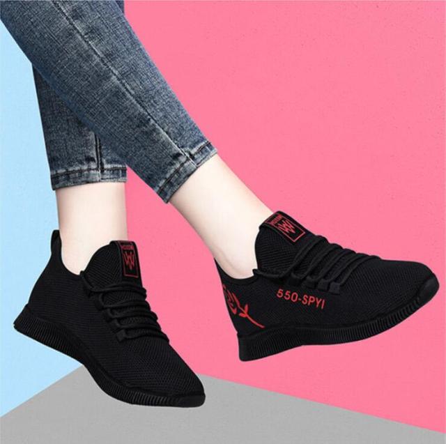 xakxx Women's Breathable Non-slip Platform Fashion  Autumn New Casual Shoes Korean Running Shoes Black Sneakers shoes for women