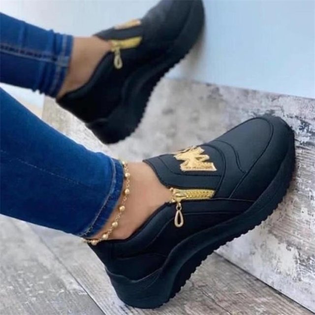 xakxx New Women Sneakers Lace-Up Wedge Sports Shoes Women's Vulcanized Shoes Casual Platform Ladies Sneakers Comfy Females Shoes