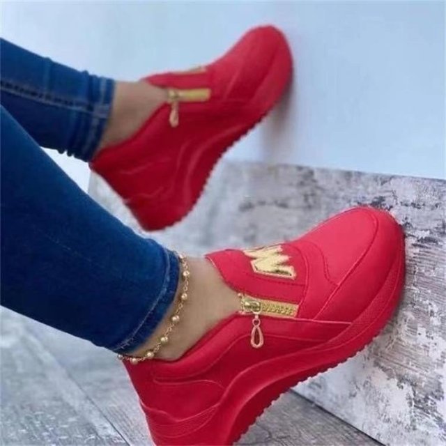 xakxx New Women Sneakers Lace-Up Wedge Sports Shoes Women's Vulcanized Shoes Casual Platform Ladies Sneakers Comfy Females Shoes