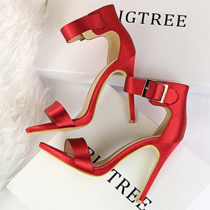 xakxx Women's Sandals Super High Heels Summer Women Shoes Fashion Metal Belt Buckle Heeled Sandals Party Shoes