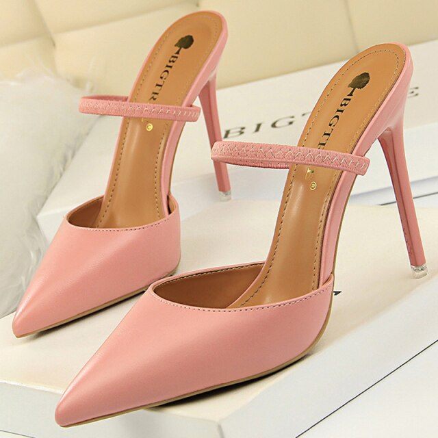 xakxx Sandals Women  Summer High Heels Slippers Pu Heeled Sandals Stiletto Ladies Shoes Fashion Female Shoes Pumps