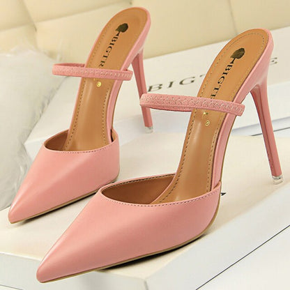 xakxx Sandals Women  Summer High Heels Slippers Pu Heeled Sandals Stiletto Ladies Shoes Fashion Female Shoes Pumps