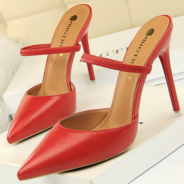 xakxx Sandals Women  Summer High Heels Slippers Pu Heeled Sandals Stiletto Ladies Shoes Fashion Female Shoes Pumps