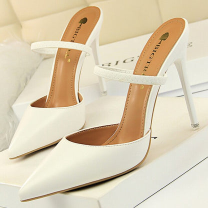 xakxx Sandals Women  Summer High Heels Slippers Pu Heeled Sandals Stiletto Ladies Shoes Fashion Female Shoes Pumps