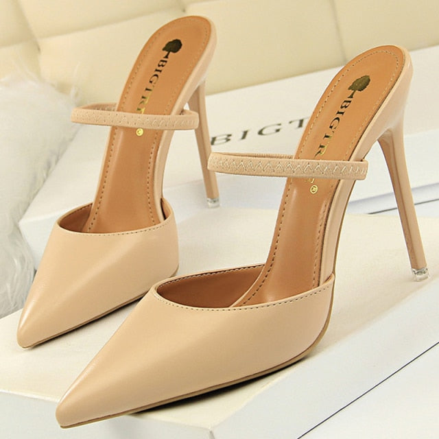 xakxx Sandals Women  Summer High Heels Slippers Pu Heeled Sandals Stiletto Ladies Shoes Fashion Female Shoes Pumps