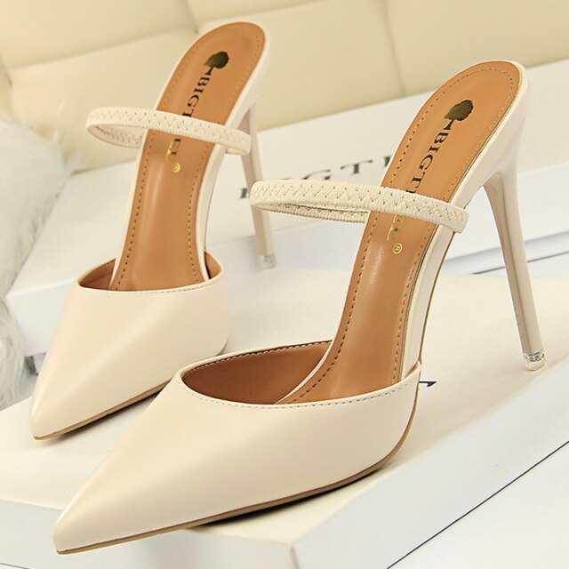 xakxx Sandals Women  Summer High Heels Slippers Pu Heeled Sandals Stiletto Ladies Shoes Fashion Female Shoes Pumps