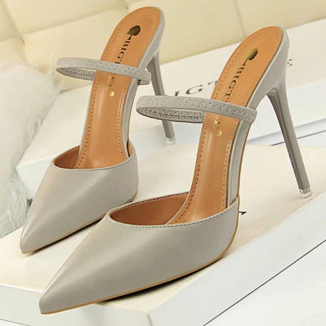 xakxx Sandals Women  Summer High Heels Slippers Pu Heeled Sandals Stiletto Ladies Shoes Fashion Female Shoes Pumps
