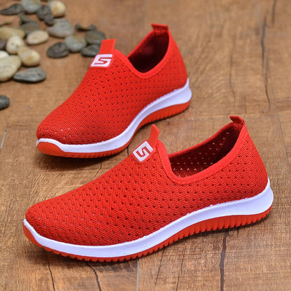 Women's Sneakers Breathable Mesh Wedges Summer Shoes For Women Walking Shallow Solid Non Slip Casual Shoes Girls Tennis Rubber75