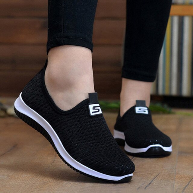 Women's Sneakers Breathable Mesh Wedges Summer Shoes For Women Walking Shallow Solid Non Slip Casual Shoes Girls Tennis Rubber75