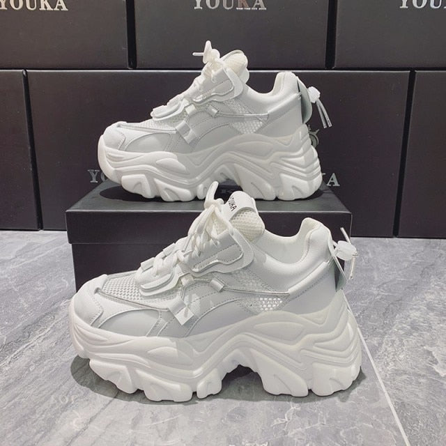xakxxr Platform Sneakers White Woman Vulcanize Shoes Femme Tenis Con Plataforma Luxury Tennis Feminino For Women  Zapatos Mujer
