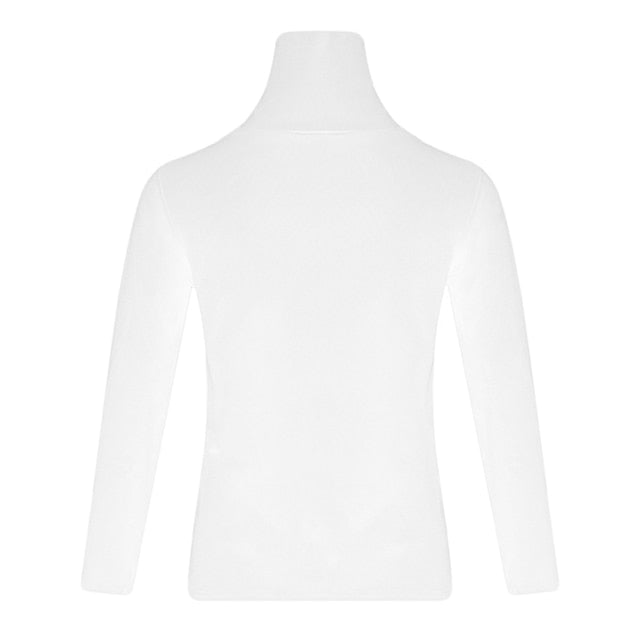 Harajuku Long-sleeved Bottoming Shirt Women High Collar Slim Shirts Turtleneck Black Girlfriends Blouse Basic Top Autumn