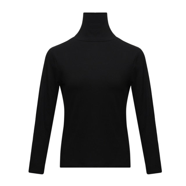 Harajuku Long-sleeved Bottoming Shirt Women High Collar Slim Shirts Turtleneck Black Girlfriends Blouse Basic Top Autumn