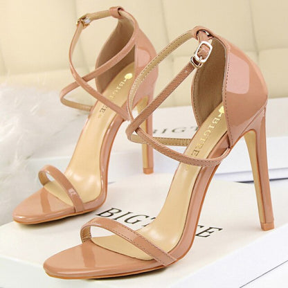 Fashion High Heels Shoes Patent Leather Woman Pumps Sexy Women Heels Blue Sliver Stiletto Heels Women Sandals
