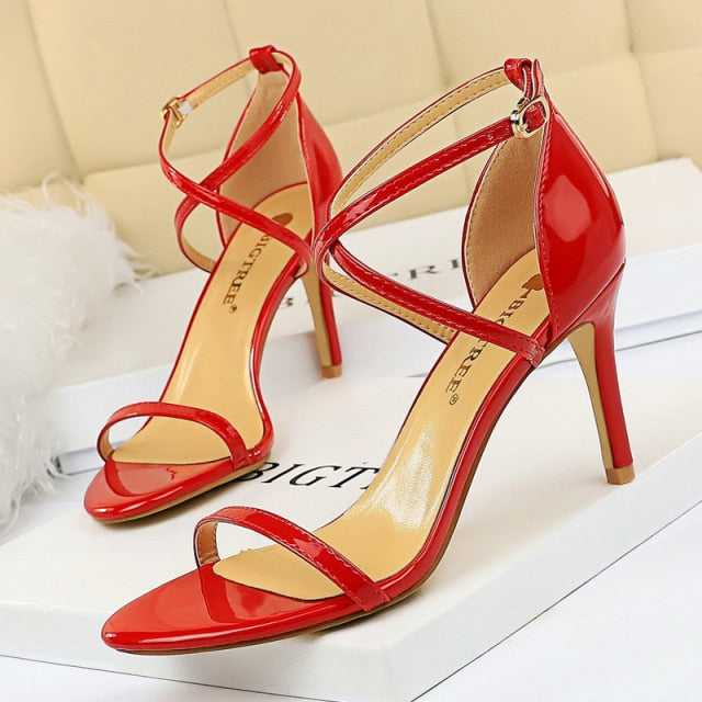 Fashion High Heels Shoes Patent Leather Woman Pumps Sexy Women Heels Blue Sliver Stiletto Heels Women Sandals