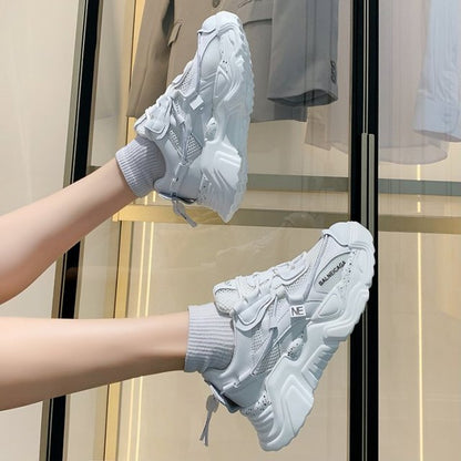 VIP Link For dropshipping Fujin Chunky Sneakers Women Spring Thick Bottom Daddy Shoes Round Toe Breathing Leisure Women Shoes