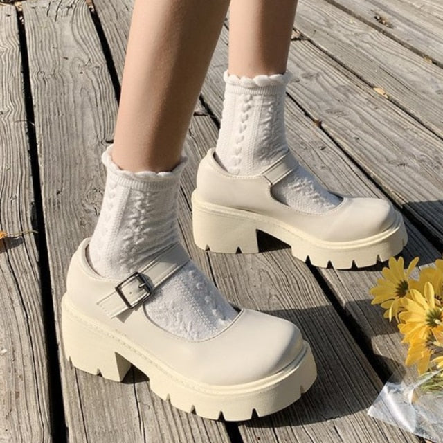 Autumn Boots Women Platform Shoes Thinken Heel Chunky Sneakers Black Punk Boots Shoes Height Increasing Botas De Mujer