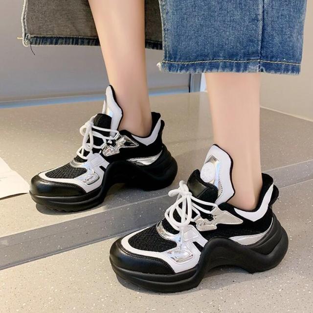 xakxx Women's Dad Shoes Luxury Women Sneakers Fashion White Sports Shoe Mesh Platform Female Footwear Tennis Tenis Con Plataforma