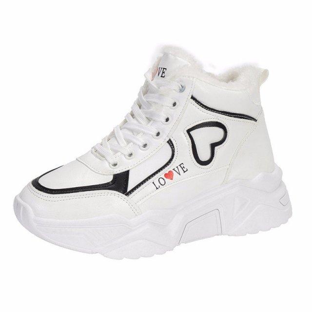 Autumn Winter New Super-fire Women's Sneakers Thick-soled Shoes Women's Plush Warm High-top Woman Shoes Platform Sneakers-1