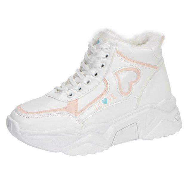 Autumn Winter New Super-fire Women's Sneakers Thick-soled Shoes Women's Plush Warm High-top Woman Shoes Platform Sneakers-1