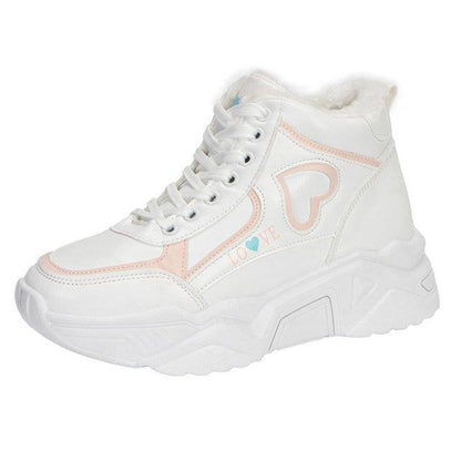 Autumn Winter New Super-fire Women's Sneakers Thick-soled Shoes Women's Plush Warm High-top Woman Shoes Platform Sneakers-1