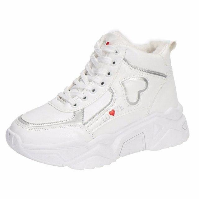 Autumn Winter New Super-fire Women's Sneakers Thick-soled Shoes Women's Plush Warm High-top Woman Shoes Platform Sneakers-1